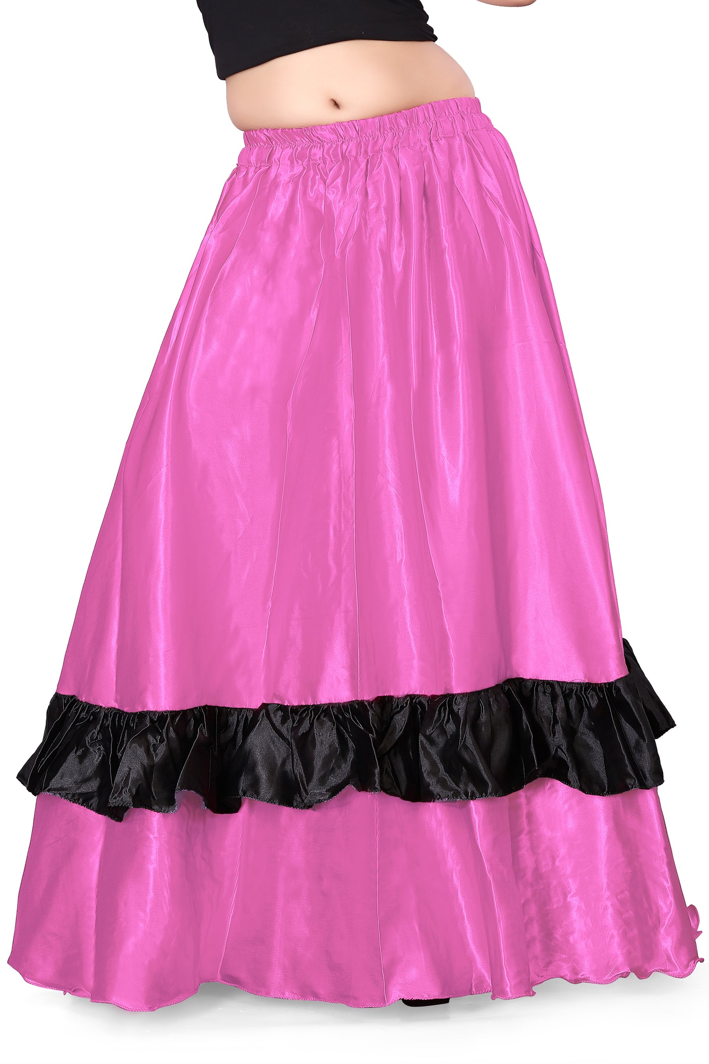 Belly Dance Satin Full Circle Skirt With Frill S33-Regular Size 2