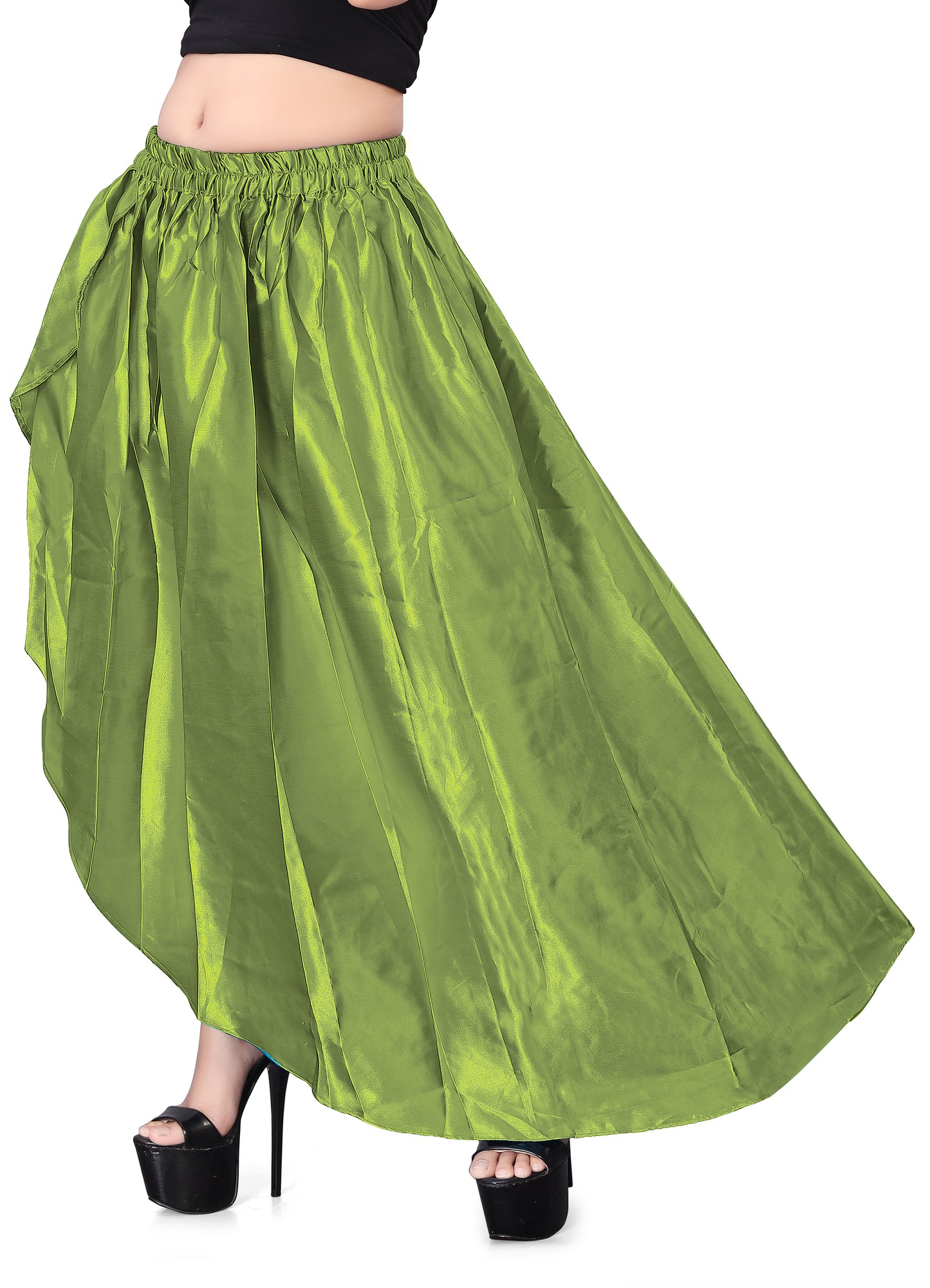 Satin High Low Asymmetrical Skirt  Ballet Dance Skirt S73-Regular Size 2