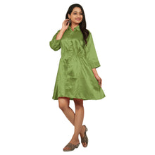 Satin Long Sleeve Button Down Long Shirt Dress S115 - Regular size 2