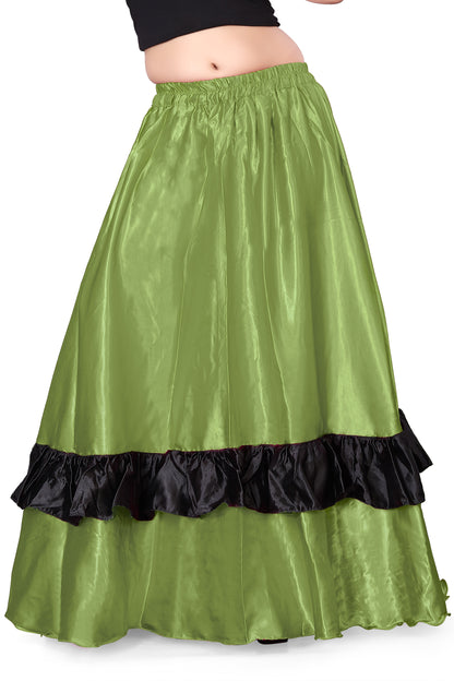 Belly Dance Satin Full Circle Skirt With Frill S33-Regular Size 2