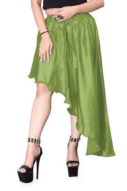 Satin Asymmetrical High low Skirt Skirt S6-Regular Size 2