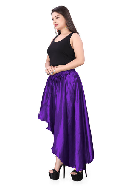 Satin Asymmetrical High low Skirt Skirt S6-Regular Size 2