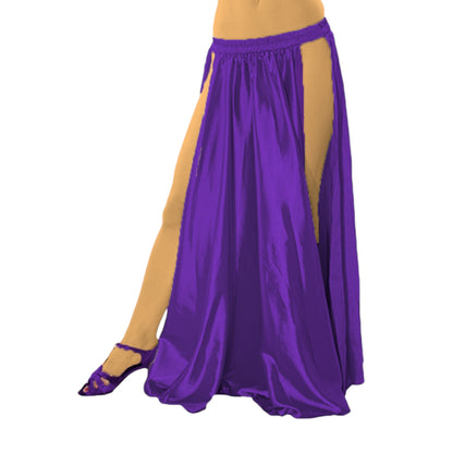 Satin Belly Dance  Side slit skirt S36 - Regular Size 2