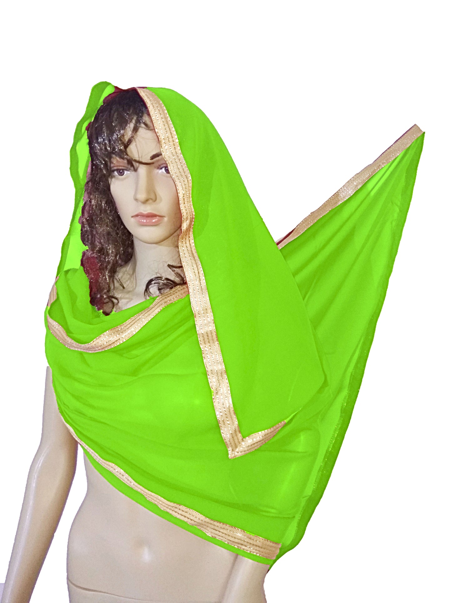 Belly Dance Dupatta Veil With Gold Trim C21 - Regular Size 2