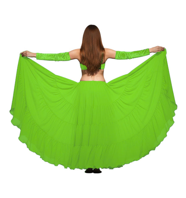 25 Yard 4-Tier Chiffon Belly Dance Skirt | Extreme Volume Sheer Dancewear C7