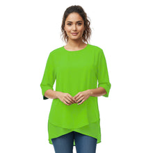 Chiffon Fancy Round Neck Top | Dressy Blouse S-5XL | 30 Colors C58