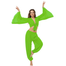 Ultimate Chiffon Belly Dance Costume Set (S-5XL) - 2PC Harem Pant & Ruffle Top | 30 Colors C29