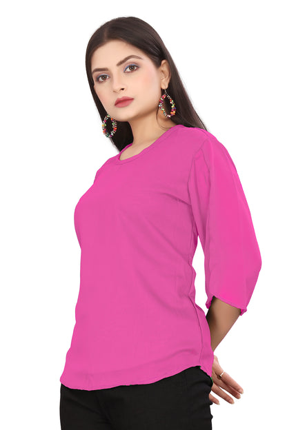 Chiffon Round neck Regular Wear Top C52- Regular Size 1