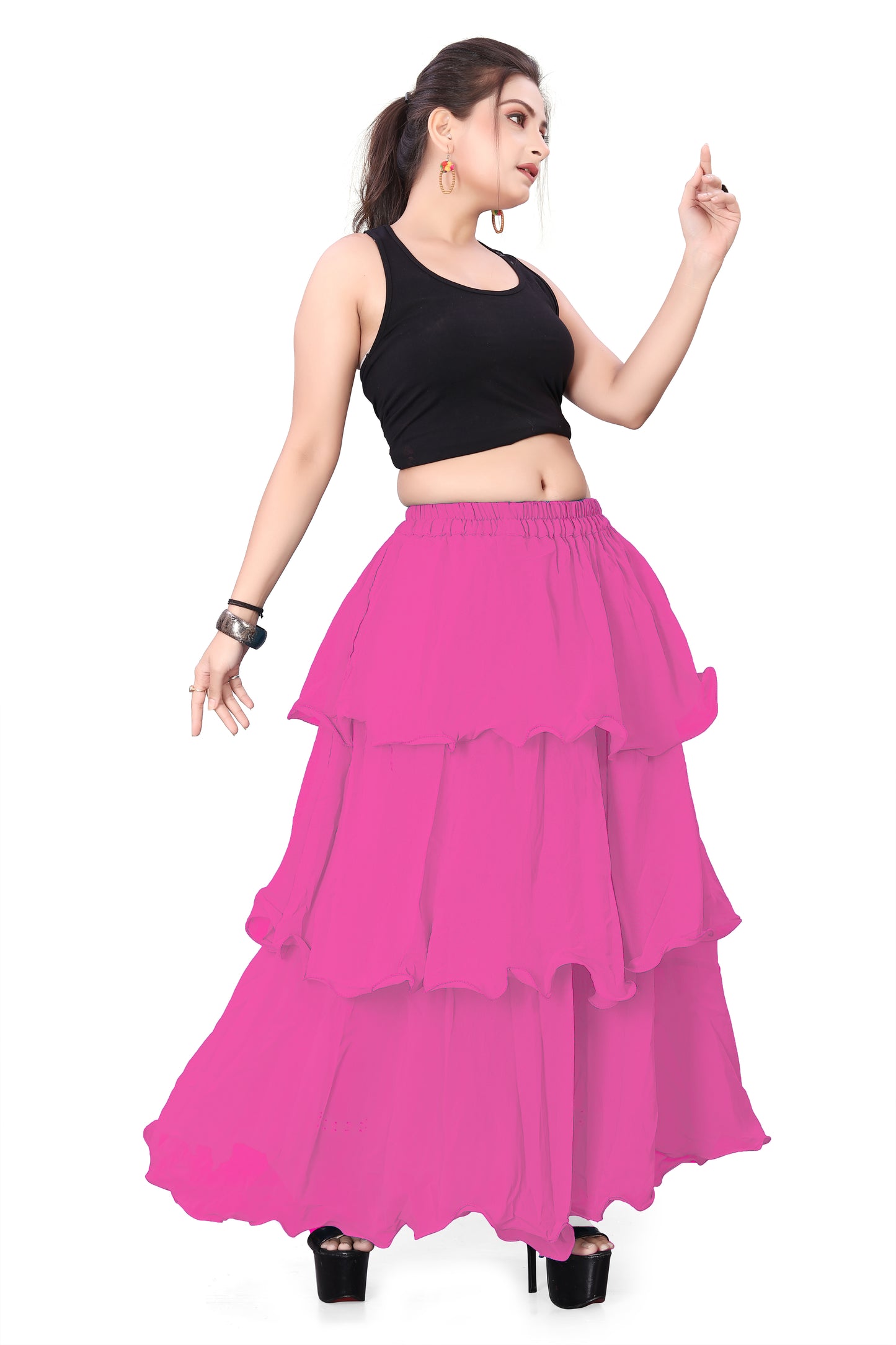 Chiffon 3 Layer Belly Dance Skirt C3- Regular Size 2