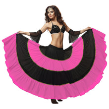 16 Yard 4-Tier Belly Dance 2-Color Skirt with Gold Trim | Tribal Fusion Gypsy C6