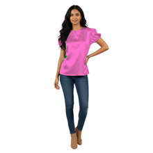 Satin Round Neck Short Sleeve Top | Chic Blouse S-3XL | 41 Colors S89