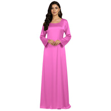 Satin Long Sleeve Modest Gown | Full Length Hijab Dress S-3XL | 41 Colors S121