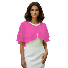 Double Layer Chiffon Peplum Shrug | Solid Color Elegant Evening Bolero | Women's Dressy Cardigan Cover-Up Top C40