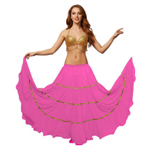 16 Yard 4-Tier Belly Dance Skirt with Gold Trim | Tribal Fusion Gypsy C5