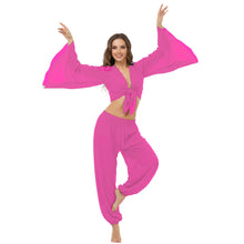 Ultimate Chiffon Belly Dance Costume Set (S-5XL) - 2PC Harem Pant & Ruffle Top | 30 Colors C29