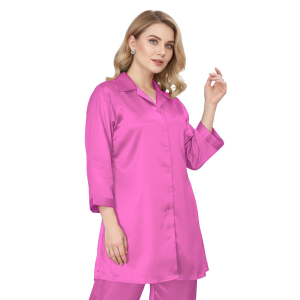 1,Black,"Black Satin Button Down Shirt, Long Sleeve Elegant Blouse S-3XL (S136)."