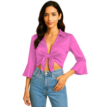 Satin Self Tie Cover Up Top | Adjustable Party Blouse S-3XL | 41 Colors S119