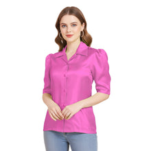 Satin Puff Sleeve Button Down Shirt | Elegant Top S-3XL | 41 Colors S80