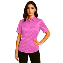Satin Short Sleeve Button Down Shirt | Button Down Nightwear S-3XL | 41 Colors S107