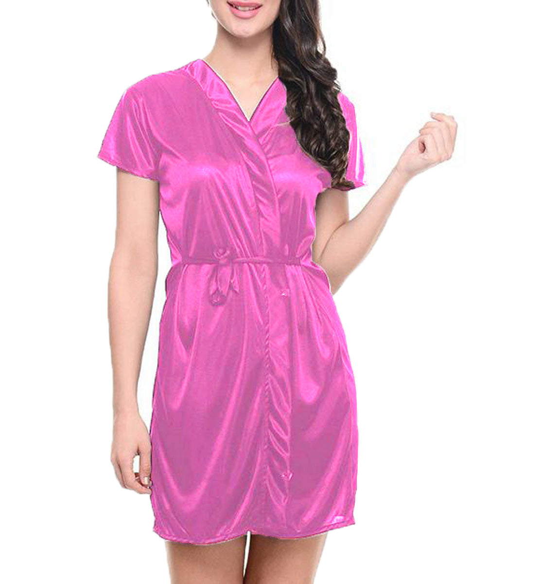 Satin Night wear Bathrobe S108 - Regular Size 2