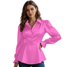 Satin Victorian Button-Down Shirt | Long Sleeve Blouse S-3XL S86