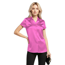 Satin Short Sleeve Button Down Shirt | Chic Blouse S-3XL | 41 Colors S118