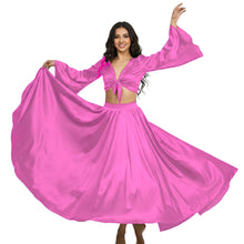 Satin Belly Dance Full Circle Skirt & Ruffle Top Set S-3XL | 41 Colors S76