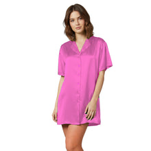 Satin Night Wear Long Shirt | Loose Sleep Shirt Dress S-3XL | 41 Colors S111