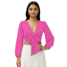 Chiffon Belly Dance Ruffle Top | Elastic Sleeve Self-Tie S-5XL C67