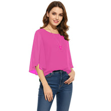 Chiffon Round Neck Top | Sheer Casual Blouse S-5XL | 30 Colors C52