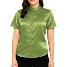 Satin Short Sleeve Button Down Shirt | Chic Blouse S-3XL | 41 Colors S85