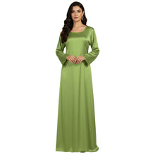 Satin Long Sleeve Modest Gown | Full Length Hijab Dress S-3XL | 41 Colors S121