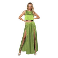 Front Cut Palazzo & Top Set for Women – Wide Leg Slit Pants Co-Ord Outfit, 41 Colors, S–5XL S147