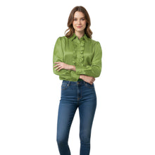 White Satin Vintage Button Down, crisp essential blouse.