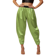 Satin Tapered Party Pants • Plus Size Elastic Waist Trousers • Women's Elegant Night Out Bottoms  S145