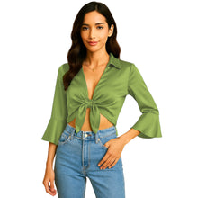 Satin Self Tie Cover Up Top | Adjustable Party Blouse S-3XL | 41 Colors S119