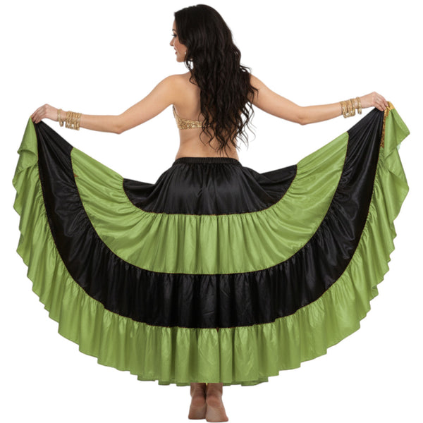 Satin 25 Yd 4 Tier Multi Color Skirt | Belly Dance Flow S-5XL S5