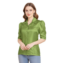 Satin Puff Sleeve Button Down Shirt | Elegant Top S-3XL | 41 Colors S80