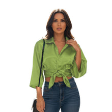 Satin Button Down Crop Top | High-Shine Shirt S-3XL | 41 Colors S116