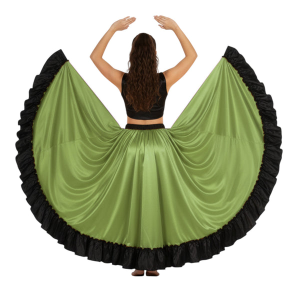 Satin 16 Yard Full Circle Skirt Black Frill | Pro Flow S-3XL S58
