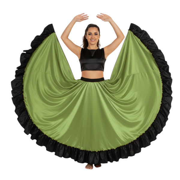 Satin 16 Yard Full Circle Skirt Black Frill | Pro Flow S-3XL S58