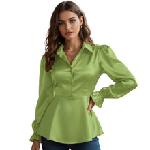 Satin Victorian Button-Down Shirt | Long Sleeve Blouse S-3XL S86