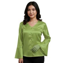 Satin Flare Sleeve Button Down Top | Dramatic Blouse S-3XL | 41 Colors S82