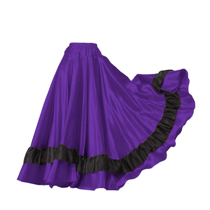 Belly Dance Satin Full Circle Skirt With Frill S33-Regular Size 2