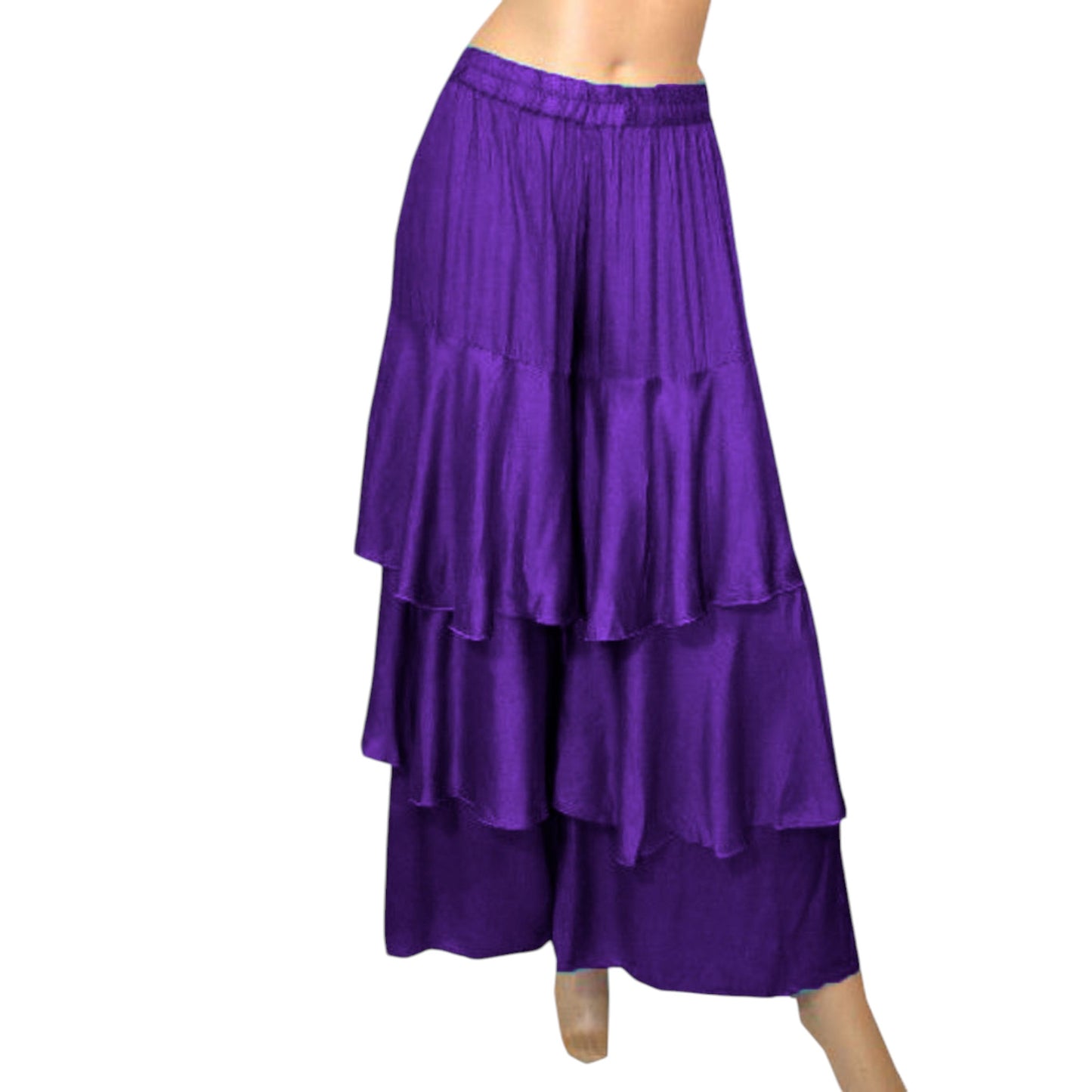 Satin Belly Dance 3 Layer Satin Palazzo Pants S97 - Regular Size 2