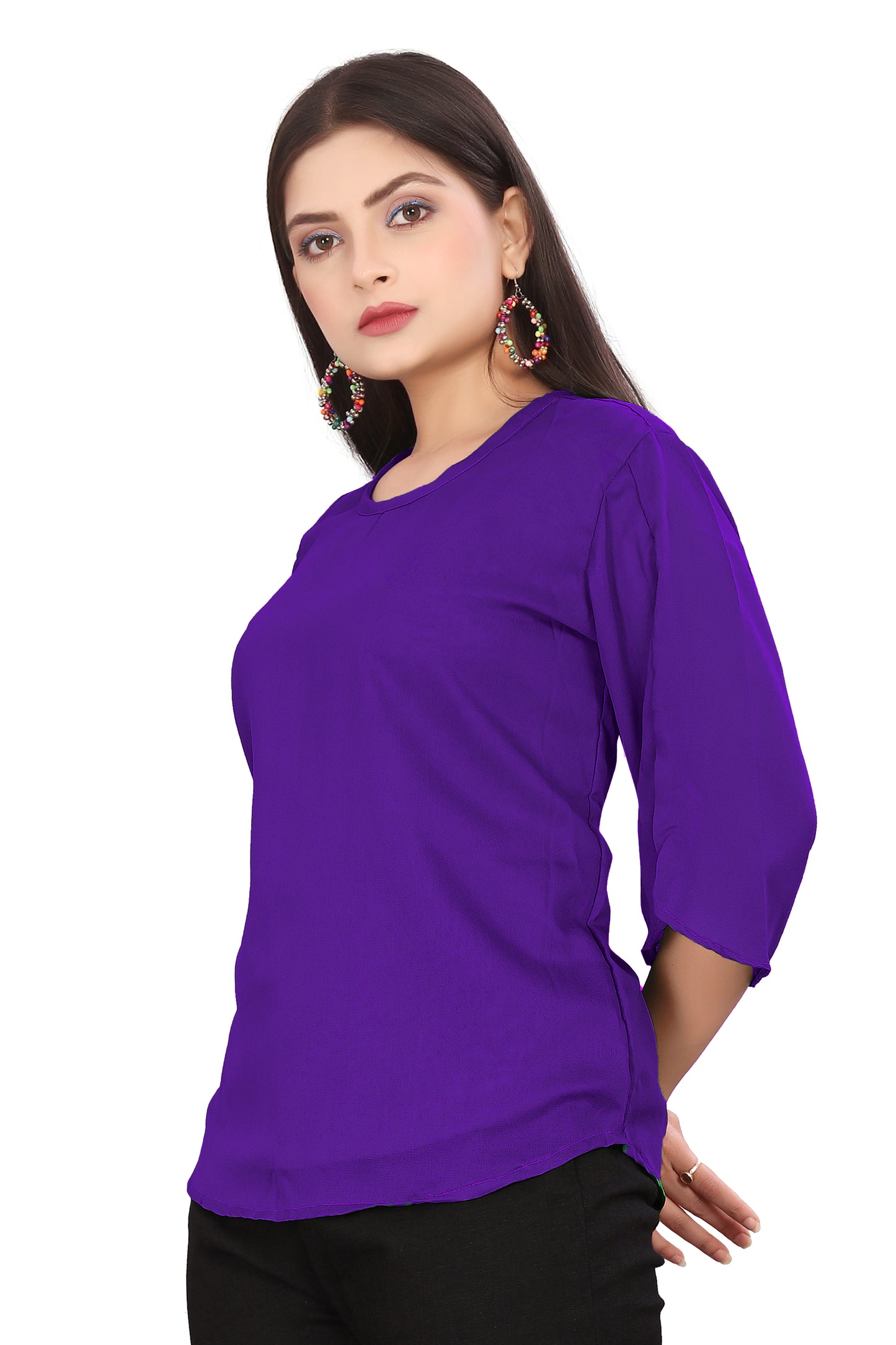 Chiffon Round neck Regular Wear Top C52- Regular Size 1