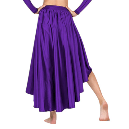 Belly Dance Satin Skirt Ballet Asymmetrical skirt S72 - Regular Size 3