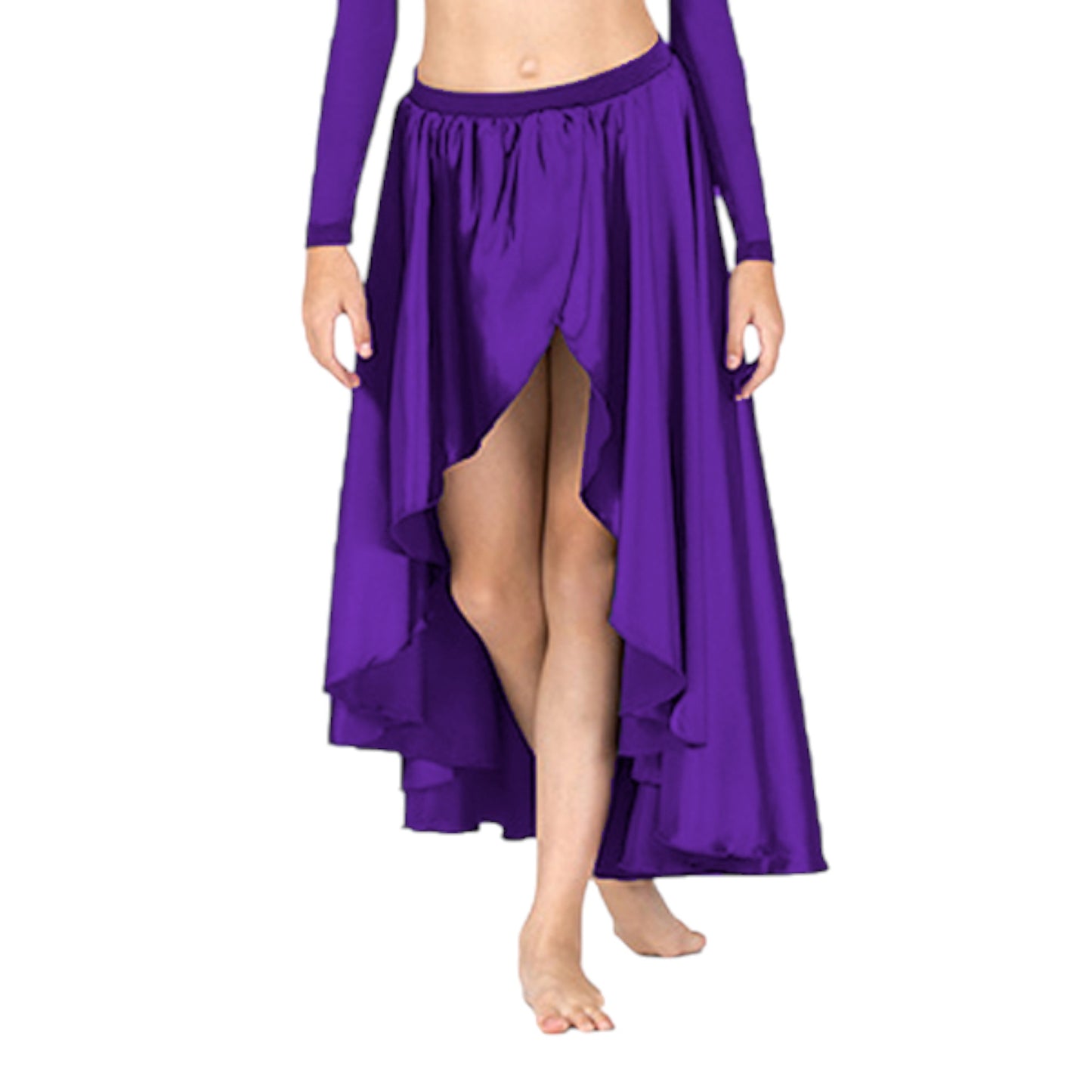 Belly Dance Satin Skirt Ballet Asymmetrical skirt S72 - Regular Size 3