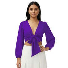 Chiffon Belly Dance Ruffle Top | Elastic Sleeve Self-Tie S-5XL C67