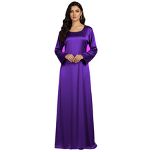 Satin Long Sleeve Modest Gown | Full Length Hijab Dress S-3XL | 41 Colors S121